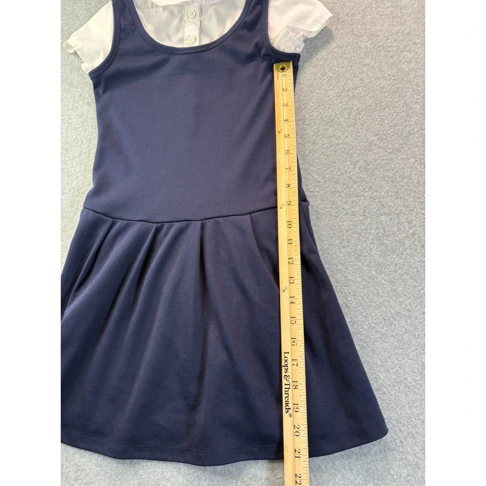 Childrens Place Girls Navy Blue School Uniform Jumper Dress White Collar 2101083